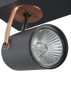Candeeiro De Teto Em Metal Preto E Cor De Cobre Para 3 Lampadas Klip