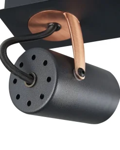 Candeeiro De Teto Em Metal Preto E Cor De Cobre Para 3 Lampadas Klip