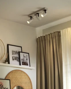 Candeeiro De Teto Em Metal Preto E Branco Para 3 Lampadas Klip