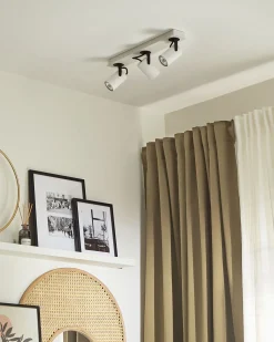 Candeeiro De Teto Em Metal Preto E Branco Para 3 Lampadas Klip