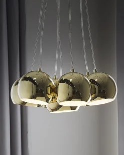 Candeeiro De Teto Em Metal Dourado Olza