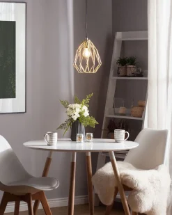 Candeeiro De Teto Em Metal Dourado Magra