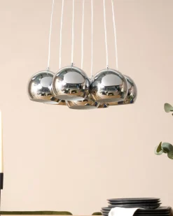 Candeeiro De Teto Em Metal Prateado Olza