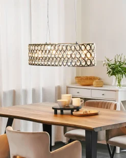 Candeeiro De Teto Em Metal Cromado E Cristal De Acrilico Tenna L