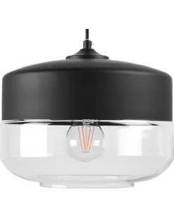 Candeeiro De Teto Em Metal Preto Com Vidro Murray