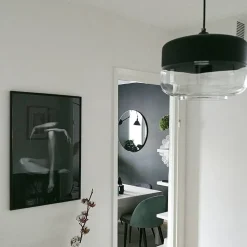 Candeeiro De Teto Em Metal Preto Com Vidro Murray