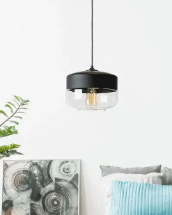 Candeeiro De Teto Em Metal Preto Com Vidro Murray