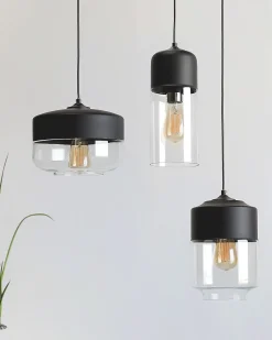 Candeeiro De Teto Em Metal Preto Com Vidro Murray