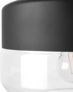 Candeeiro De Teto Em Metal Preto Com Vidro Murray