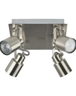 Candeeiro De Teto Em Metal Prateado 4 Luzes Bonte