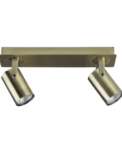 Candeeiro De Teto Em Metal Cor De Bronze Para 2 Lampadas Klip