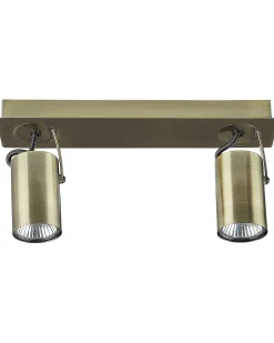 Candeeiro De Teto Em Metal Cor De Bronze Para 2 Lampadas Klip