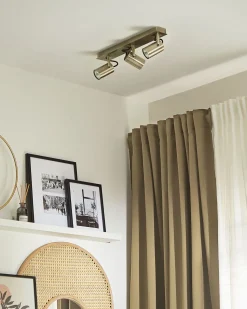 Candeeiro De Teto Em Metal Cor De Bronze Para 3 Lampadas Klip