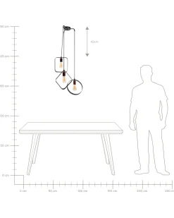 Candeeiro De Teto Em Metal Para 3 Lampadas Preto E Cor De Cobre Vomano