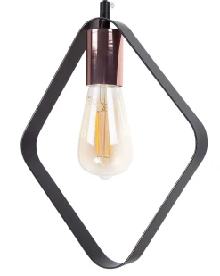 Candeeiro De Teto Em Metal Para 3 Lampadas Preto E Cor De Cobre Vomano