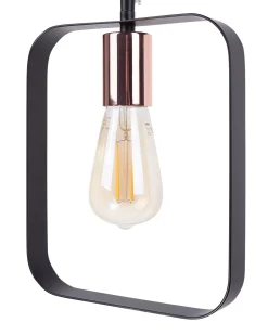 Candeeiro De Teto Em Metal Para 3 Lampadas Preto E Cor De Cobre Vomano