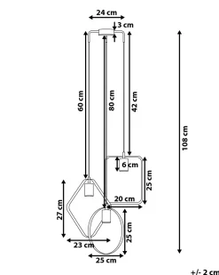Candeeiro De Teto Em Metal Para 3 Lampadas Preto E Cor De Cobre Vomano