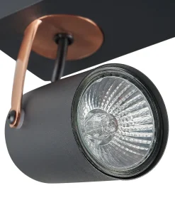Candeeiro De Teto Em Metal Preto E Cor De Cobre Para 4 Lampadas Klip