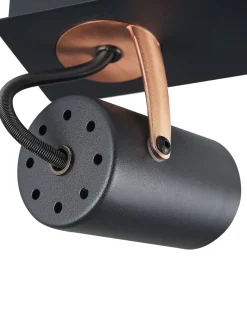 Candeeiro De Teto Em Metal Preto E Cor De Cobre Para 4 Lampadas Klip