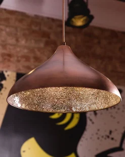 Candeeiro De Teto Em Metal E Vidro Cor De Bronze Iskar