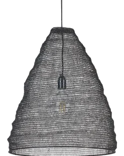 Candeeiro De Teto Em Metal E Malha Preta Parbati