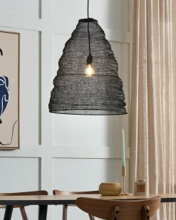 Candeeiro De Teto Em Metal E Malha Preta Parbati