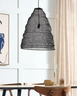 Candeeiro De Teto Em Metal E Malha Preta Parbati