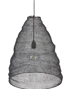 Candeeiro De Teto Em Metal E Malha Preta Parbati