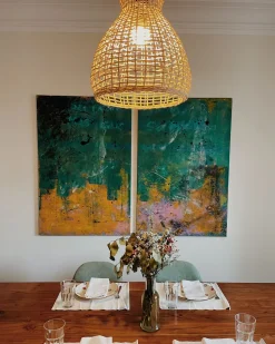 Candeeiro De Teto Em Rattan Cor Natural Sakeni