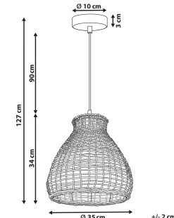 Candeeiro De Teto Em Rattan Cor Natural Sakeni