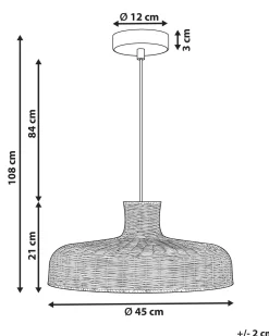 Candeeiro De Teto Em Rattan Cor Natural Tamarin