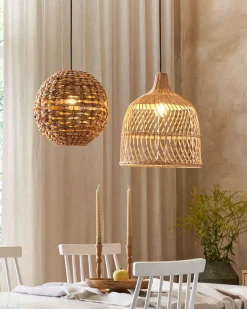 Candeeiro De Teto Em Rattan Cor Natural Pangani