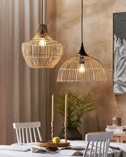 Candeeiro De Teto Em Rattan Cor Natural Bararis