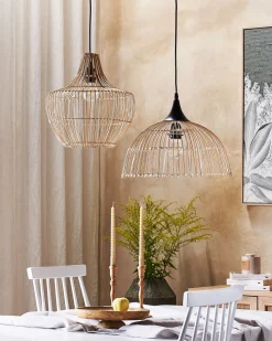 Candeeiro De Teto Em Rattan Cor Natural Bararis