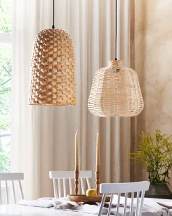 Candeeiro De Teto Em Rattan Cor Natural Ramena