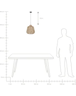 Candeeiro De Teto Em Rattan Cor Natural Ramena