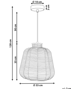Candeeiro De Teto Em Rattan Cor Natural Ramena