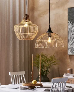 Candeeiro De Teto Em Rattan Cor Natural Mazowe