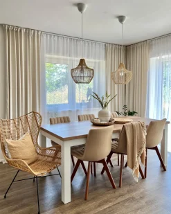 Candeeiro De Teto Em Rattan Cor Natural Mazowe