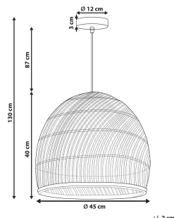 Candeeiro De Teto Em Rattan Cor Natural E Preto Bumi