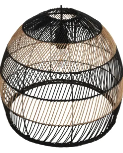 Candeeiro De Teto Em Rattan Cor Natural E Preto Bumi