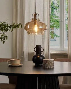 Candeeiro De Teto Em Vidro Cor De Ambar Wiltz