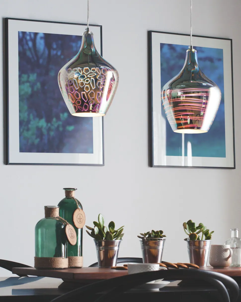 Candeeiro De Teto Em Vidro Cromado Sangone