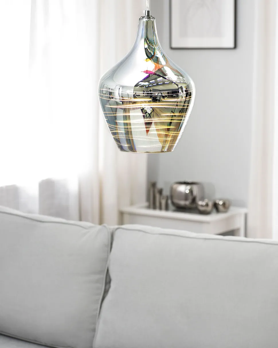 Candeeiro De Teto Em Vidro Cromado Sangone