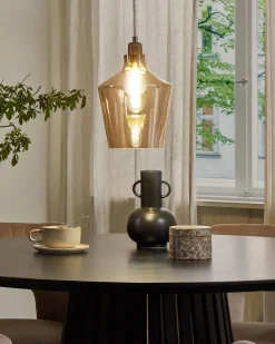 Candeeiro De Teto Em Vidro Cor De Ambar Santon