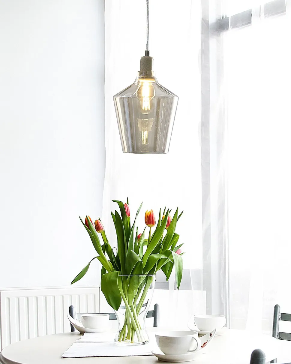 Candeeiro De Teto Em Vidro Cor De Ambar Santon