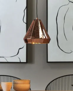 Candeeiro De Teto Em Vidro E Metal Em Cor Cobre Japura