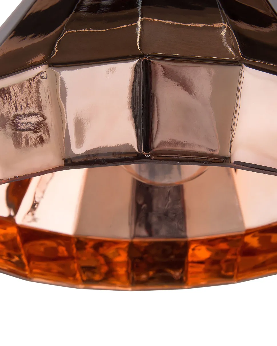 Candeeiro De Teto Em Vidro E Metal Em Cor Cobre Japura