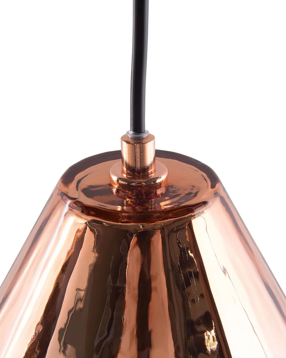 Candeeiro De Teto Em Vidro E Metal Em Cor Cobre Japura