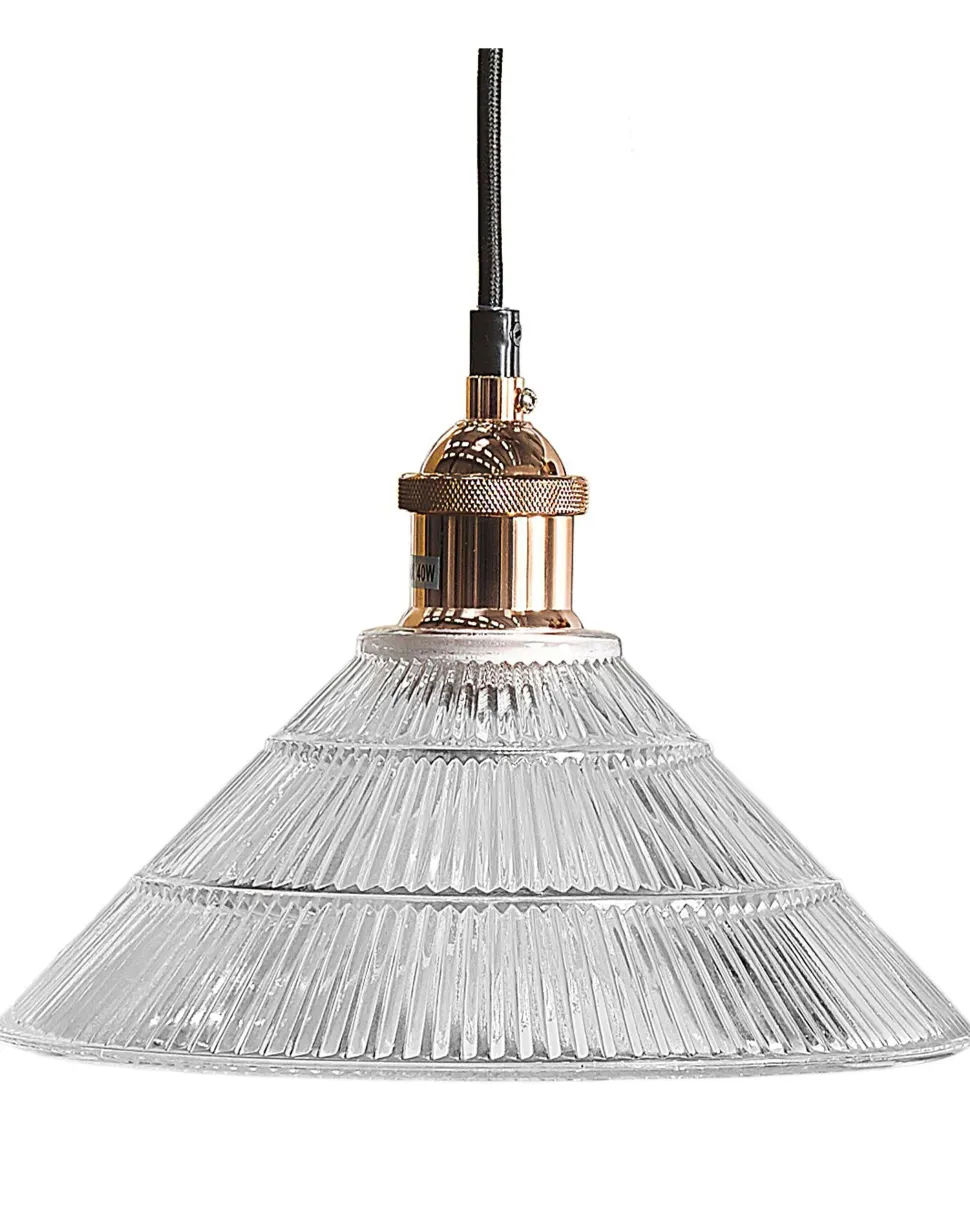 Candeeiro De Teto Em Vidro E Metal Cor De Cobre Curone